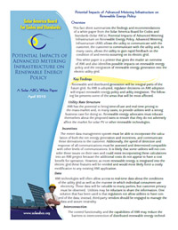 Report cover one-page Potential Impacts of Advanced Metering Infrastructure on Renewable Energy Policy summary.